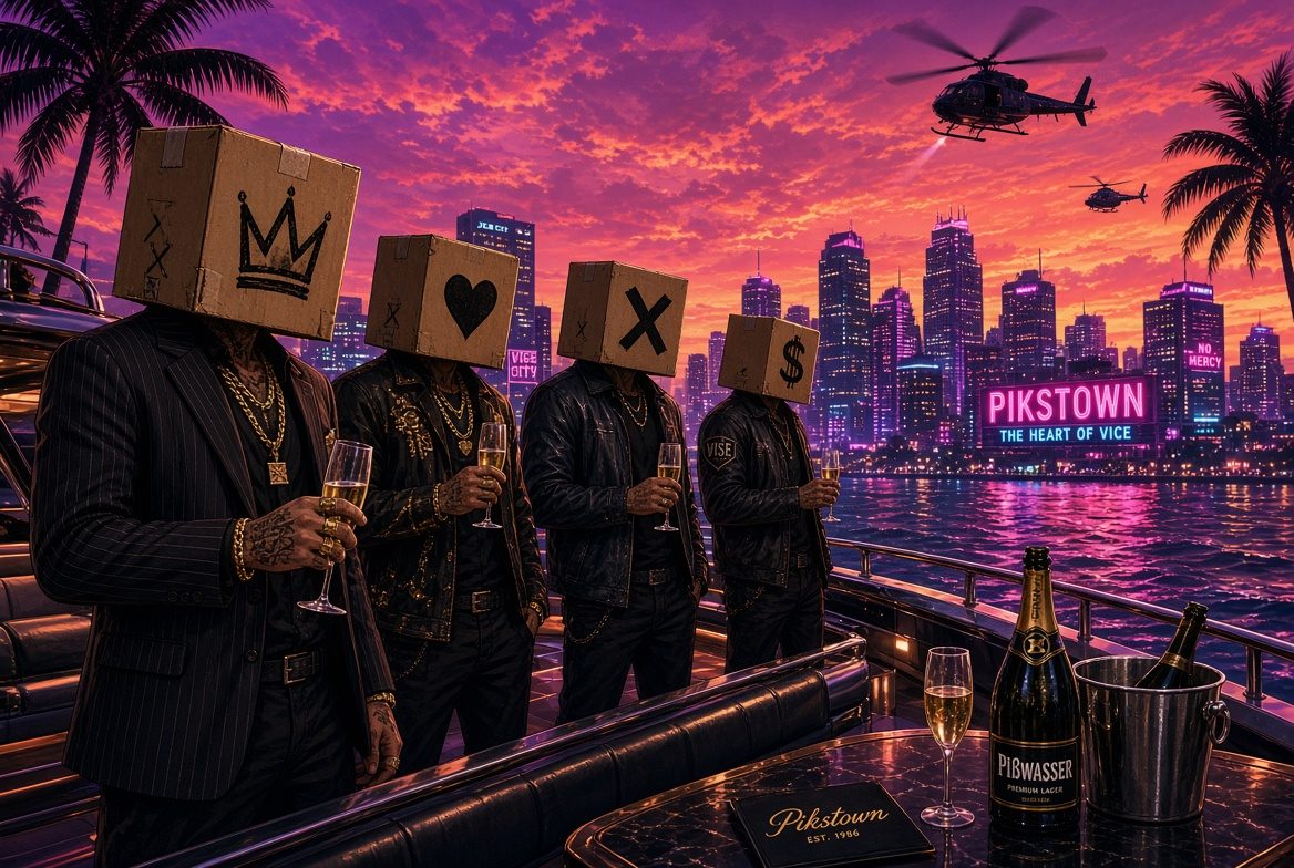 Le crew au champagne sur un yacht face à la skyline.
